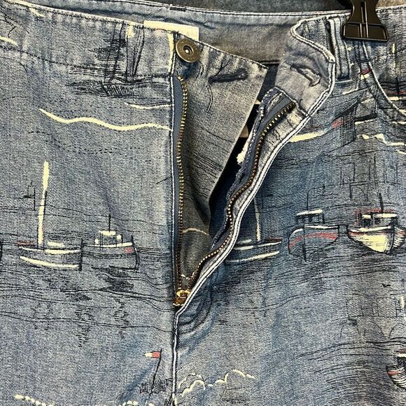 LIZ CLAIBORNE Capri Pants Women's Large Blue Michaela High-Rise Sailboat Print - Picture 12 of 16